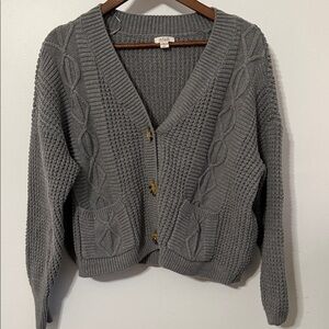 a.n.a Gray Cable Knit Cardigan